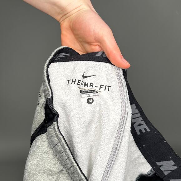 Vintage Y2K Nike Sweatpants Mens M Baggy Wide Leg Grey Polyester Black Swoosh - Picture 4 of 4